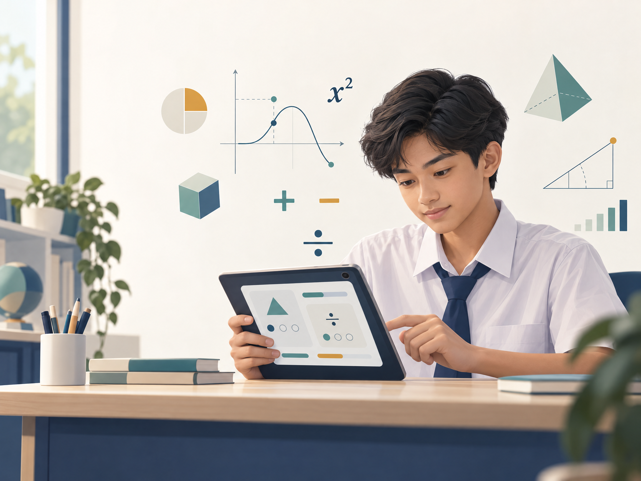 Siswa SMP dan SMA belajar matematika interaktif di tablet bersama PakGunMath